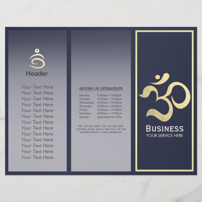 Yoga Studio Meditation Instructor OM Sign Tri-Fold (Front)