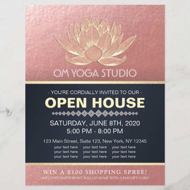 YOGA Studio Meditation Instructor Open House Lotus Flyer (Front)