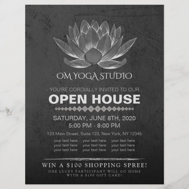 YOGA Studio Meditation Instructor Open House Lotus Flyer (Front)
