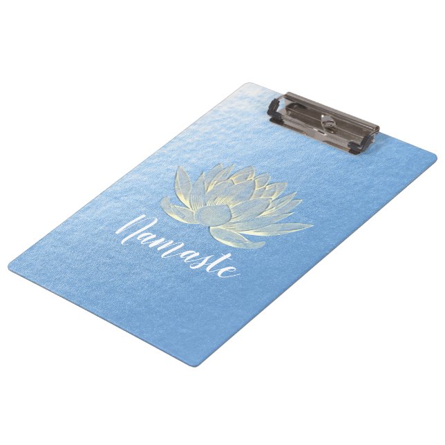 YOGA Studio Meditation Reiki Instructor Gold Lotus Clipboard (Angled)