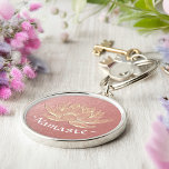 YOGA Studio Meditation Reiki Instructor Gold Lotus Key Ring<br><div class="desc">Yoga Studio Meditation Instructor / Life Coach / Healer / Reiki Master / Massage Therapy Keychain Template - Modern Elegant Faux Gold Foil Lotus on Rose Gold Texture Background.</div>
