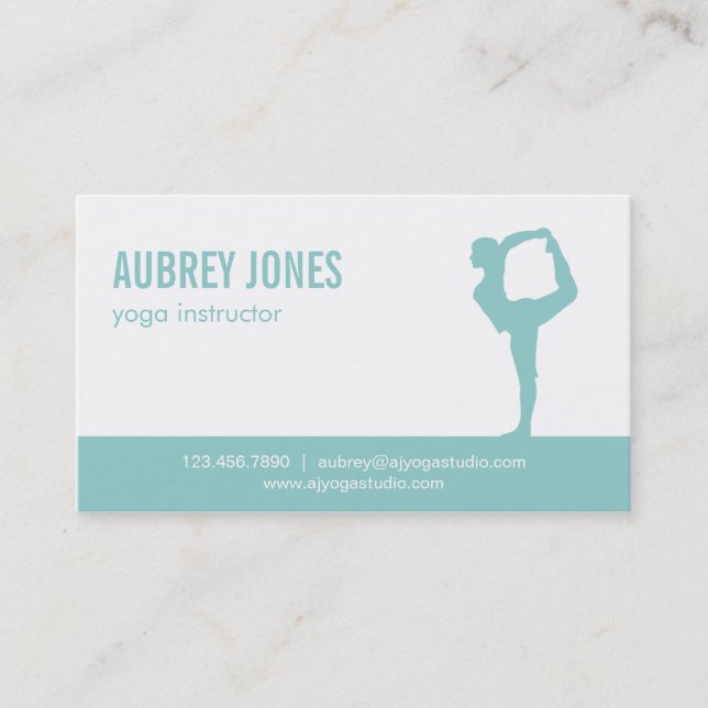 Yoga Studio Modern Business Card - Aqua (Front)