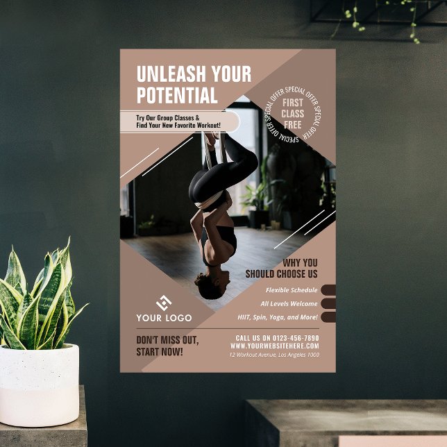 Yoga Studio Neutral Beige Wellness Gym Promotional Poster (Creator Uploaded)