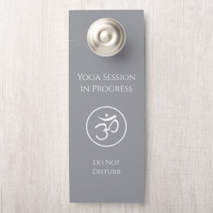 Yoga Studio Om Symbol Dusty Grey Do Not Disturb Door Hanger