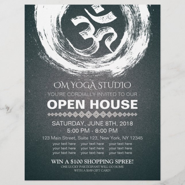 YOGA Studio Open House Calligraphy OM & ZEN Symbol Flyer (Front)