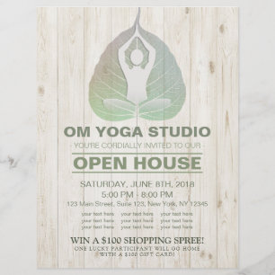 YOGA Studio Open House Meditation Pose Bodhi Leaf Flyer