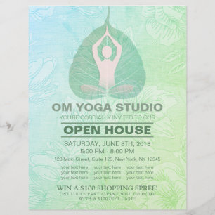 YOGA Studio Open House Meditation Pose Bodhi Leaf  Flyer