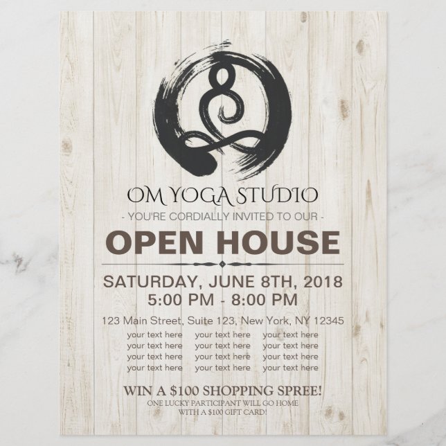 YOGA Studio Open House Meditation Pose Zen Symbol Flyer (Front)