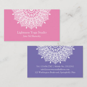Yoga Studio Pink Purple Mandala Minimalist  Business Card