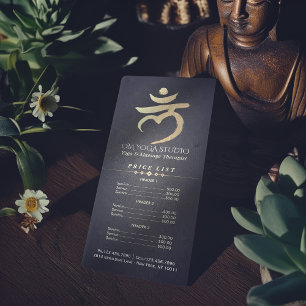 YOGA Studio Price List Root Chakra Mantra LAM Sign Rack Card