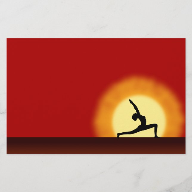 Yoga Studio Sunrise Warrior Pose Silhouette Flyers (Front)