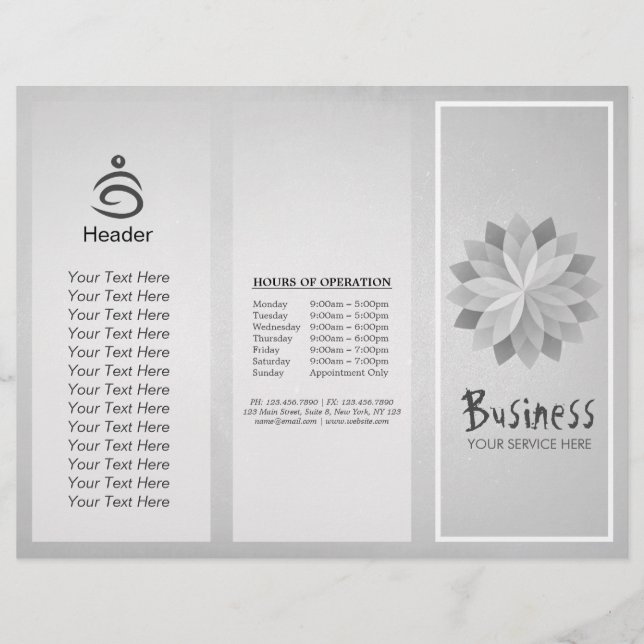Yoga Studio Tri-Fold Brochure Lotus Floral Mandala (Front)