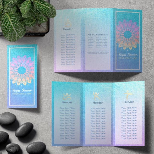 Yoga Studio Tri-Fold Brochure Lotus Floral Mandala (Creator Uploaded)