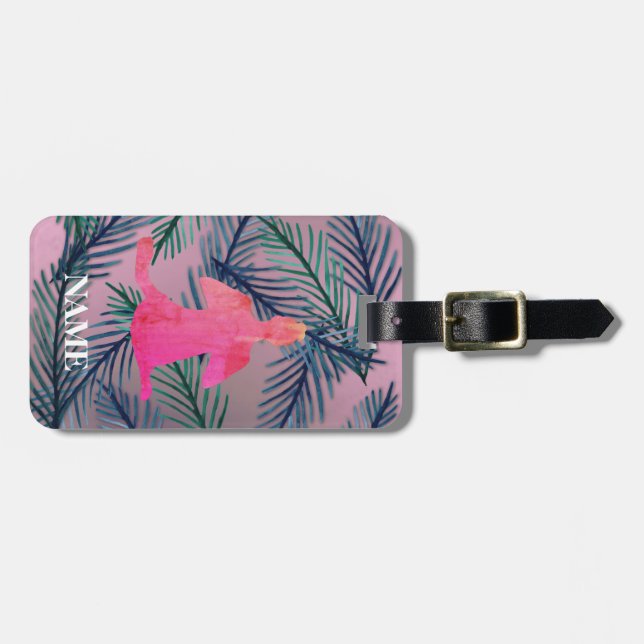 Yoga, Sukhasana Custom Name Luggage Tag (Front Horizontal)