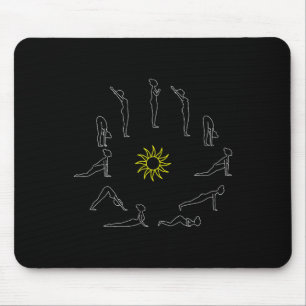 Yoga Sun Salutation Surjanamaskar Lineart Mouse Mat