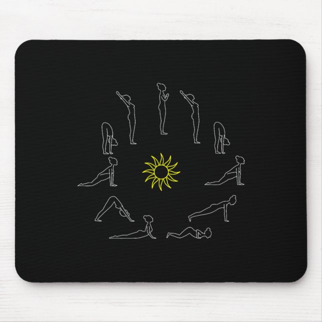 Yoga Sun Salutation Surjanamaskar Lineart  Mouse Mat (Front)