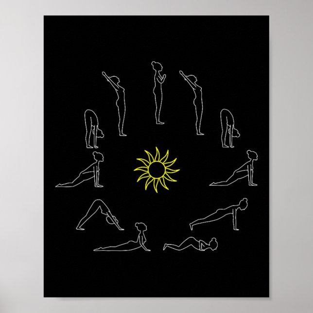 Yoga Sun Salutation Surjanamaskar Lineart  Poster (Front)
