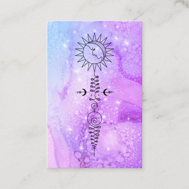 *~* Yoga Sun Woman Moon Nirvana Reiki Massage Business Card (Front)