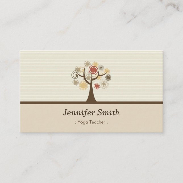 Yoga Teacher - Elegant Natural Theme Business Card (Front)
