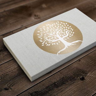 Yoga Teacher Gold Circle & Healing Tree Fitness Business Card