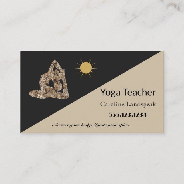 Yoga Teacher Impressionism Painted Autumn Brown Business Card (Front)