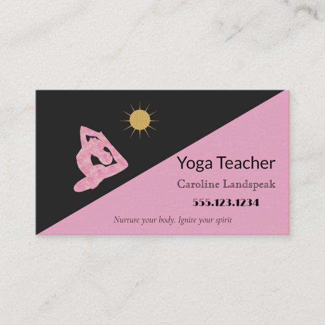 Yoga Teacher Impressionism Painted Pink Business Card (Front)