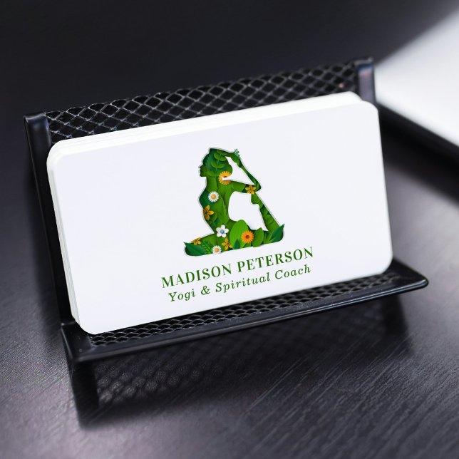 Yoga Teacher Instructor Spiritual Coach Floral Business Card (Creator Uploaded)