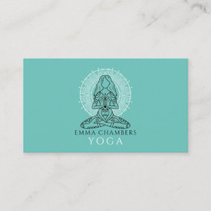 Yoga Teacher Lotus Pose Mandala Turquoise  Business Card