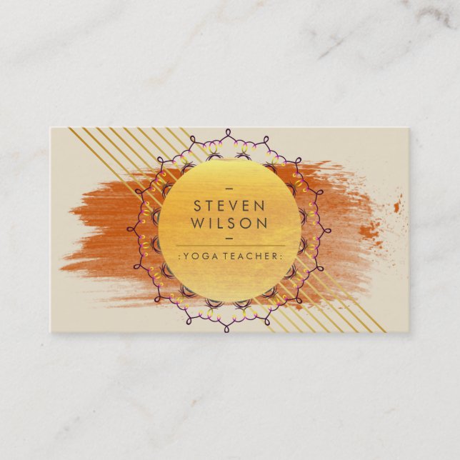 Yoga Teacher Mandala Decorative Holistic Massage Business Card (Front)