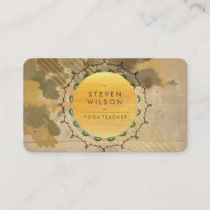 Yoga Teacher Mandala Watercolor Holistic Vintage Business Card