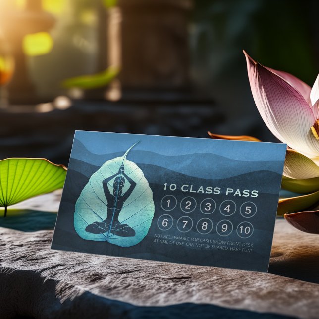 YOGA Teacher Meditation Pose Bodhi Leaf Class Pass Loyalty Card (Creator Uploaded)