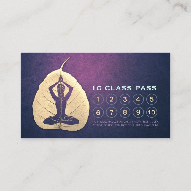 YOGA Teacher Meditation Pose Bodhi Leaf Class Pass Loyalty Card (Front)
