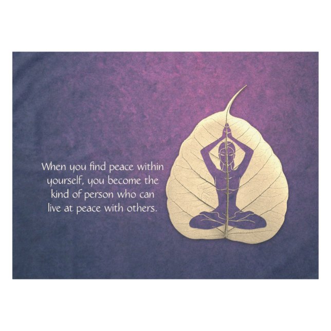 Yoga Teacher Meditation Pose Bodhi Leaf Cut Quotes Tablecloth (Front (Horizontal))