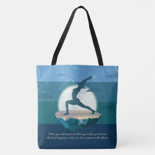 Yoga Teacher Meditation Pose Floating Island Quote Tote Bag