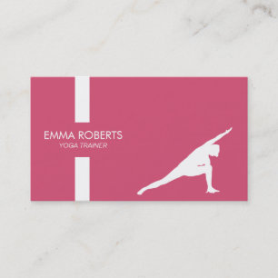 Yoga Teacher-Modern Stripe Plain Pink Girly Business Card