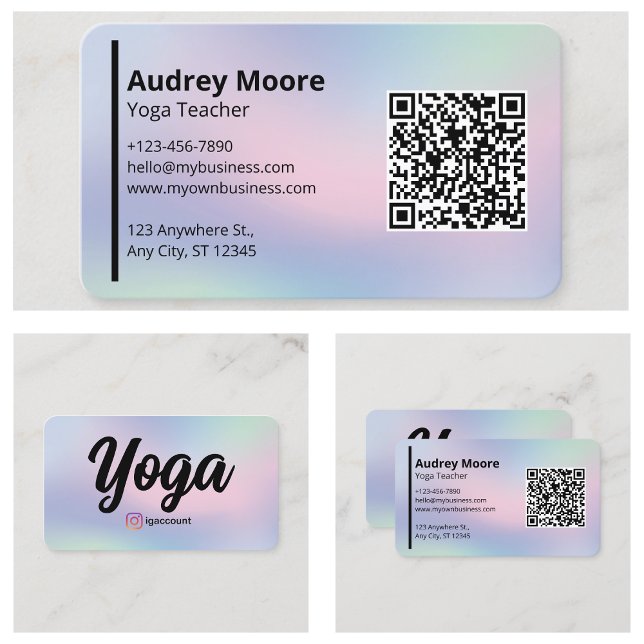 Yoga Teacher Modern Yoga Studio Holographic Business Card (Yoga Teacher Modern Yoga Studio Holographic Business Card
)