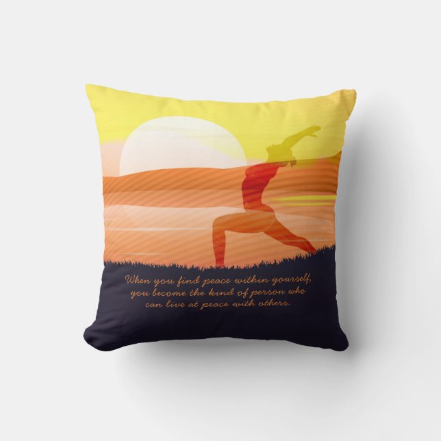 Yoga Teacher Sun Salutation Half Moon Pose Quotes Cushion (Front)