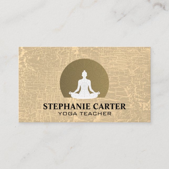 Yoga Teacher | Textured Grey Business Card (Front)