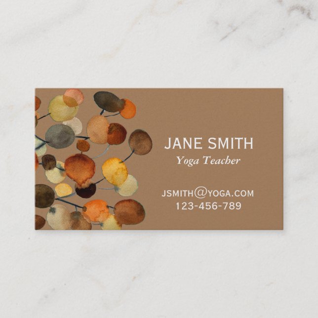 Yoga Teacher Yoga Instructor earthy abstract art Business Card (Front)