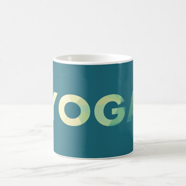 Yoga  Teal Yellow text Coffee Mug (Center)