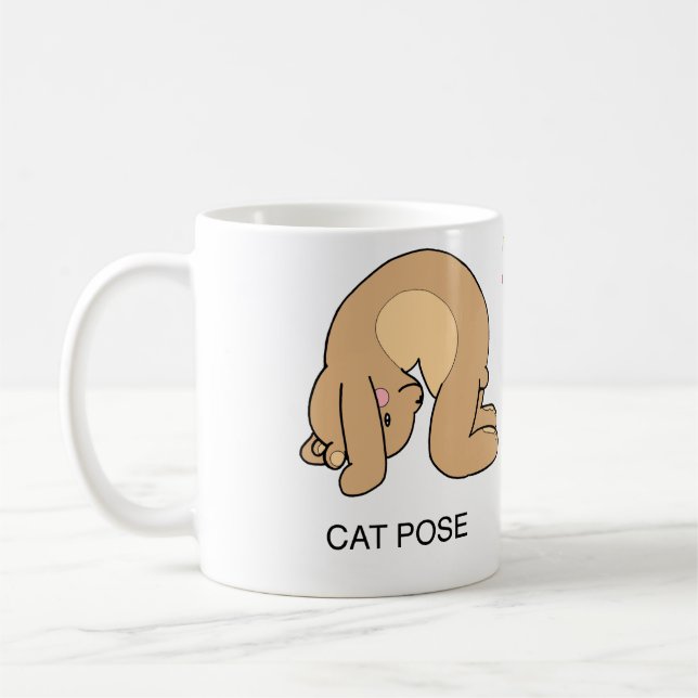 Yoga Teddy Bear Cat / Cow Mug (Left)