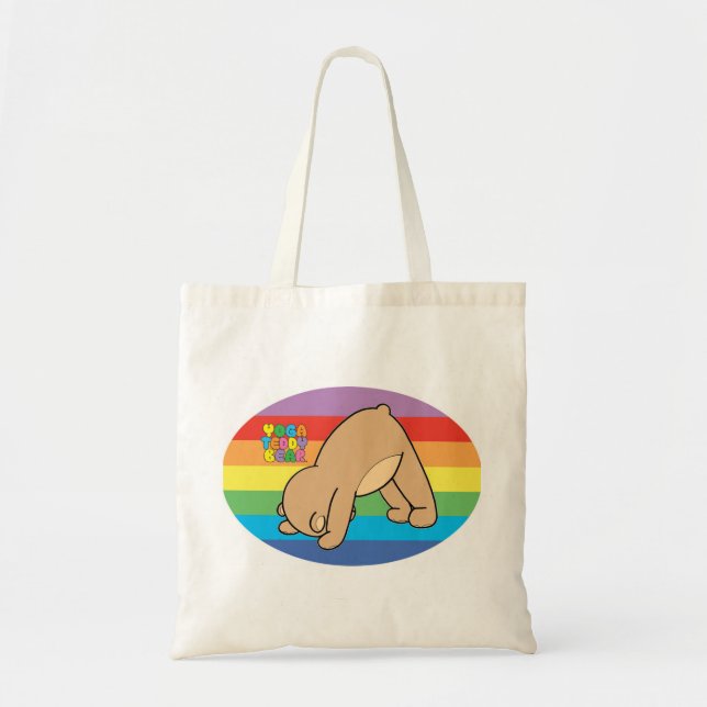 Yoga Teddy Bear Rainbow Book Bag (Front)
