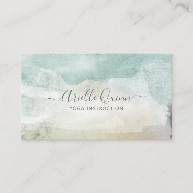 Yoga Terachert Serene Abstract Watercolor Business Card (Front)