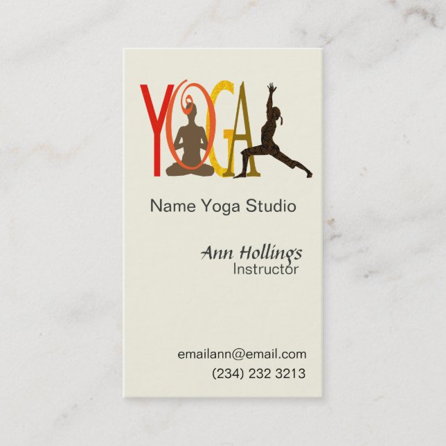 Yoga Text Design Business Card (Front)