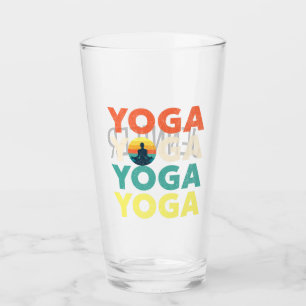 Yoga text design glass