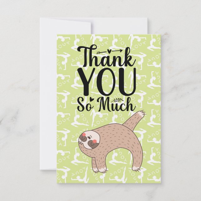 Yoga Thank you card for Sloth Lovers (Front)