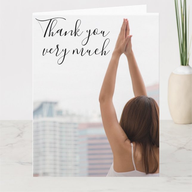 Yoga Thank you card with woman posing (Front)