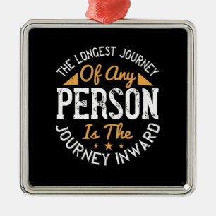 Yoga - The Longest Journey Is The Journey Inward Metal Tree Decoration