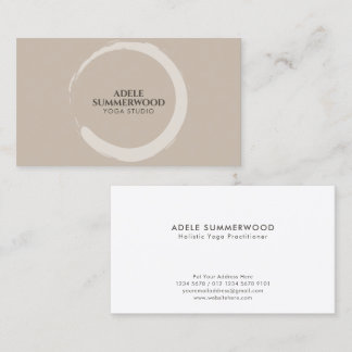Yoga Theme Enso Circle Motif Taupe Business Card