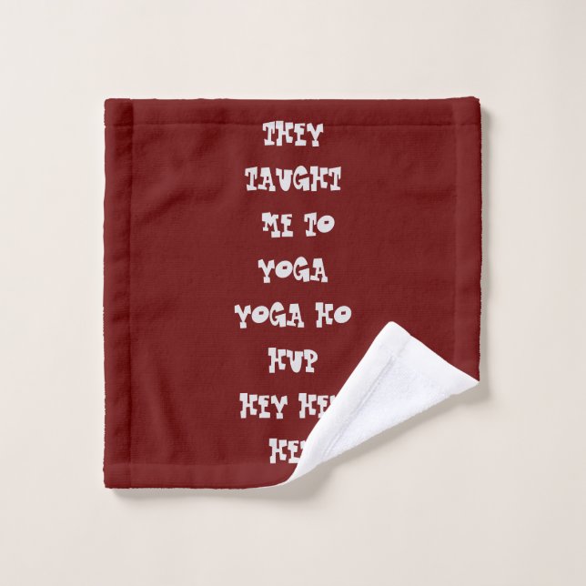 Yoga theme fun text design wine red plum yoga  wash cloth (Wash Cloth)